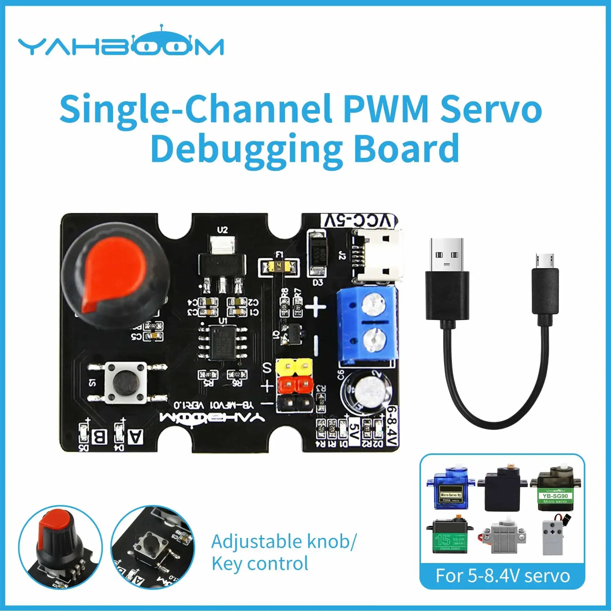 Yahboom Single channel servo debug control card Supercurrent protection for smart robots do-it-your support Raspberry Pi STM32