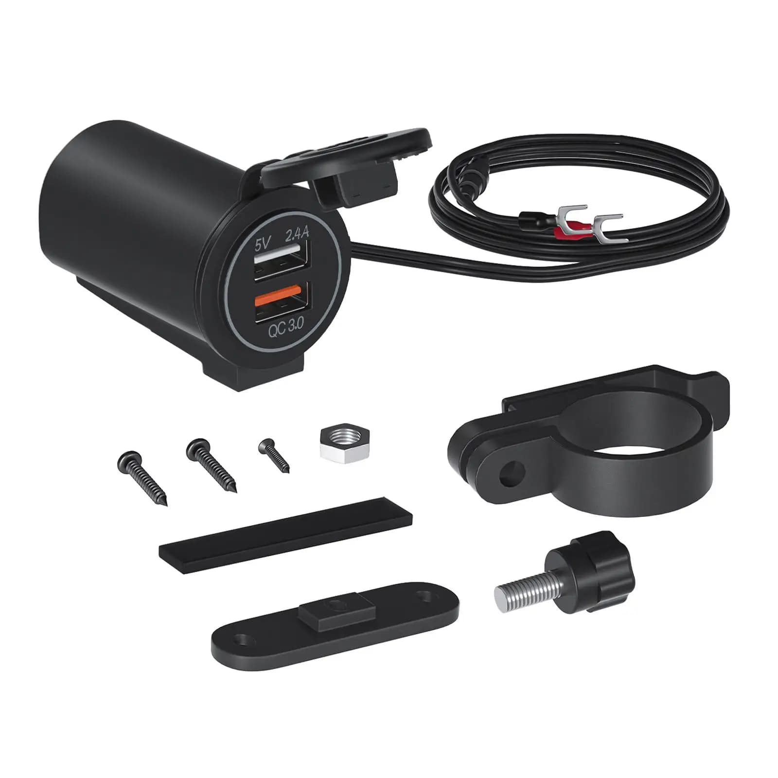 Adattatore per caricabatterie da auto QC 3.0 DC 12V/24V con montaggio sul manubrio per veicoli