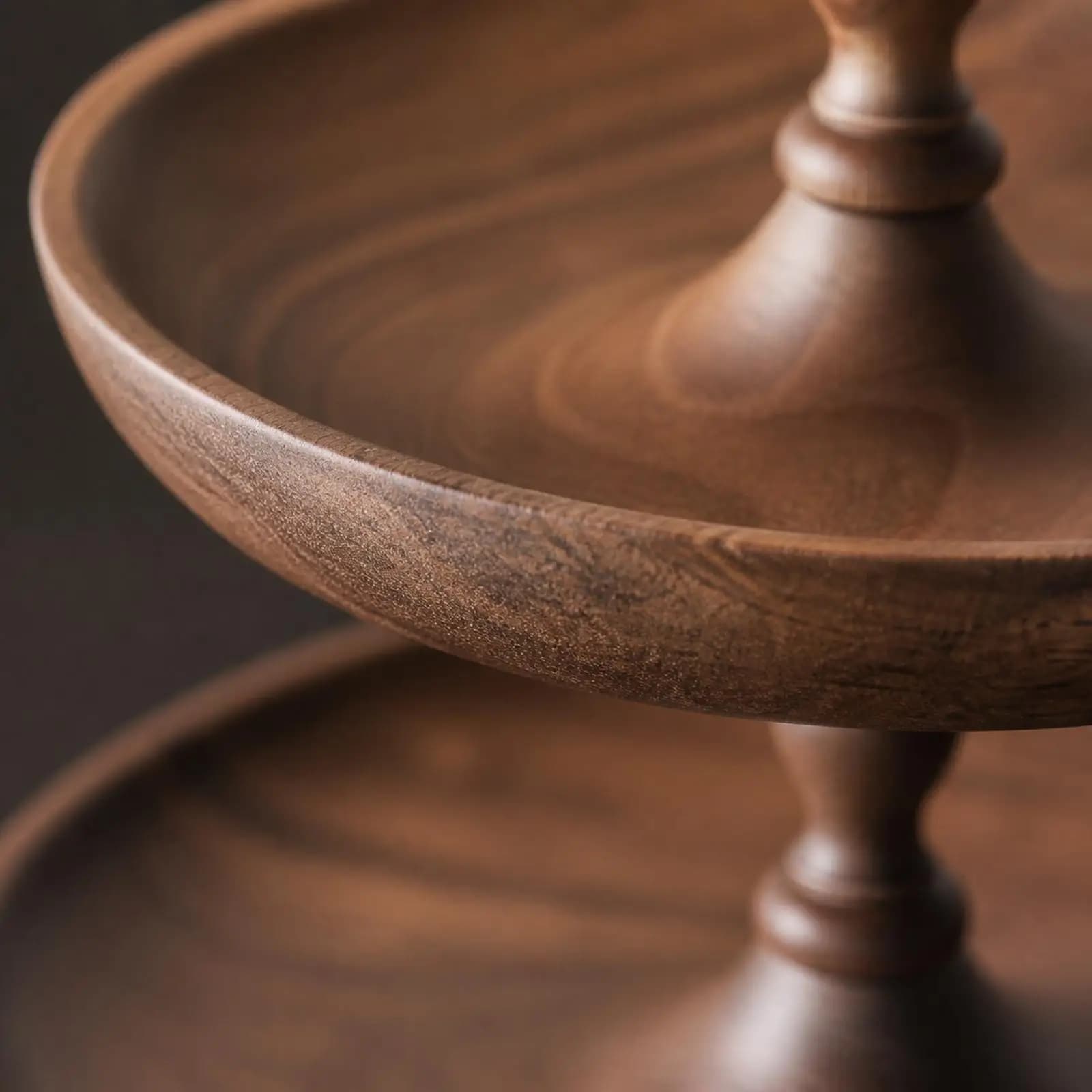 Solid Wood Industrial Tray Round Multi Level Serving Stand for Dried Fruit Tea Snack Display