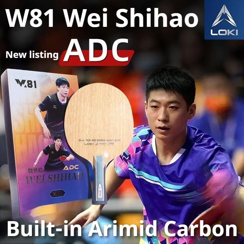 Nuova Racchetta da Ping Pong Professionale LOKI WEI SHIHAO 2026 W81 5 Legno 2 Fibra di Carbonio con Scatola