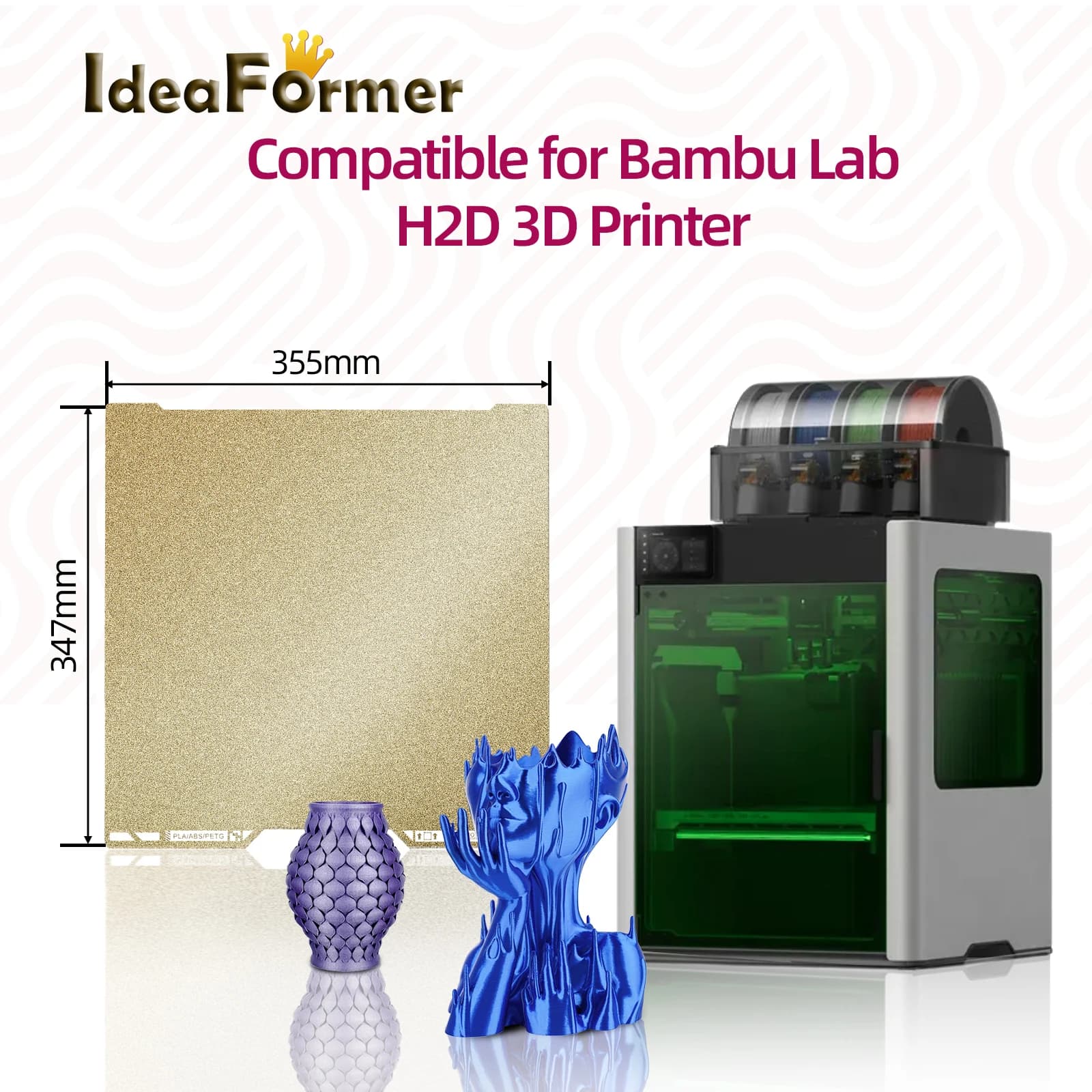 Build Plate For Bambu Lab H2d H2s Double Sided Textured PEI Plate Spring Steel Sheet Bambu lab H2s Heat Bed 3D Printer Patrs