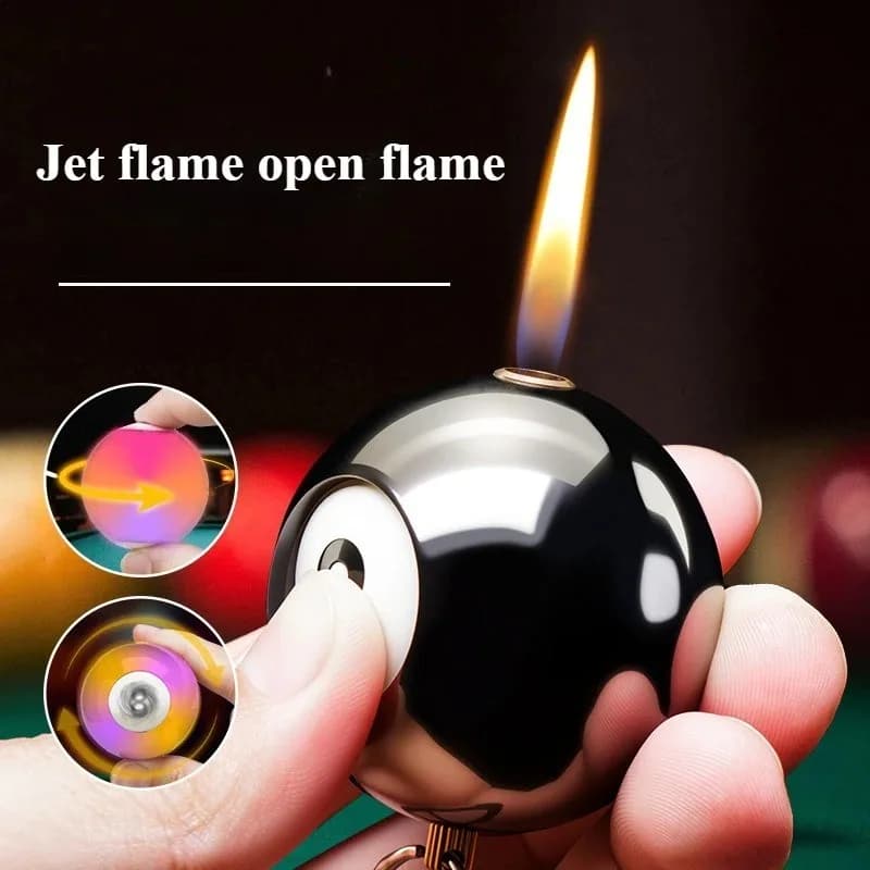 Nuovo Accendino Fidget Spinner Nero a 8 Lame, Ricaricabile a Fiamma Libera, Accendino Creativo per Sigarette, Regalo per Uomo, Spedizione Rapida