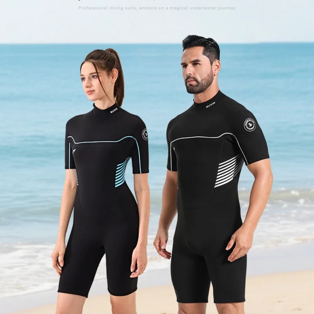 Muta Shorty per uomo Donna 3/2mm Neoprene Zip posteriore Muta Estate Rash Guards Tute da surf per immersioni Snorkel Nuoto Muta