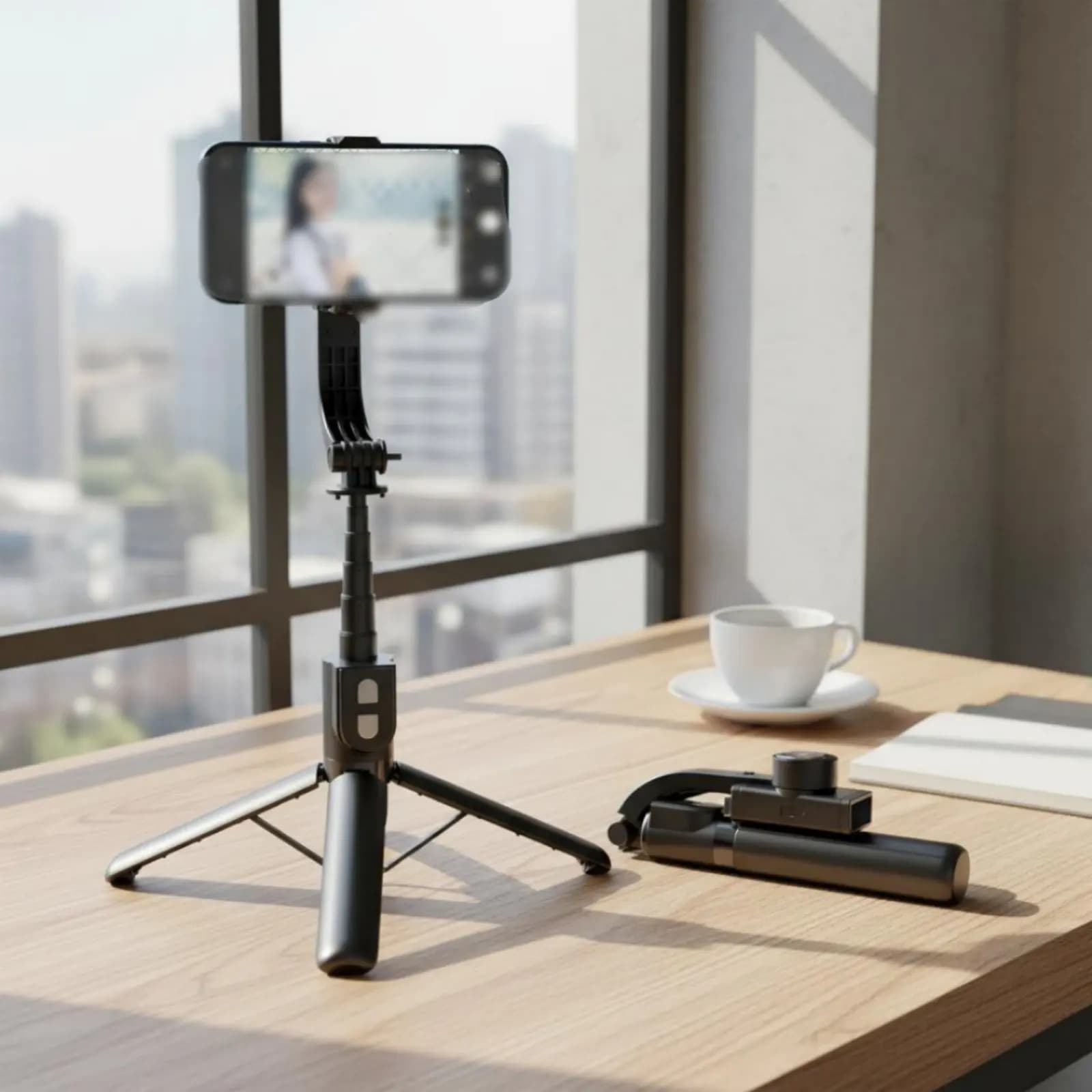 Gimbal Stabilizer Selfie Stick Portable Handheld Phone Gimbal Extendable Selfie Stick Tripod Horizontal & Upright