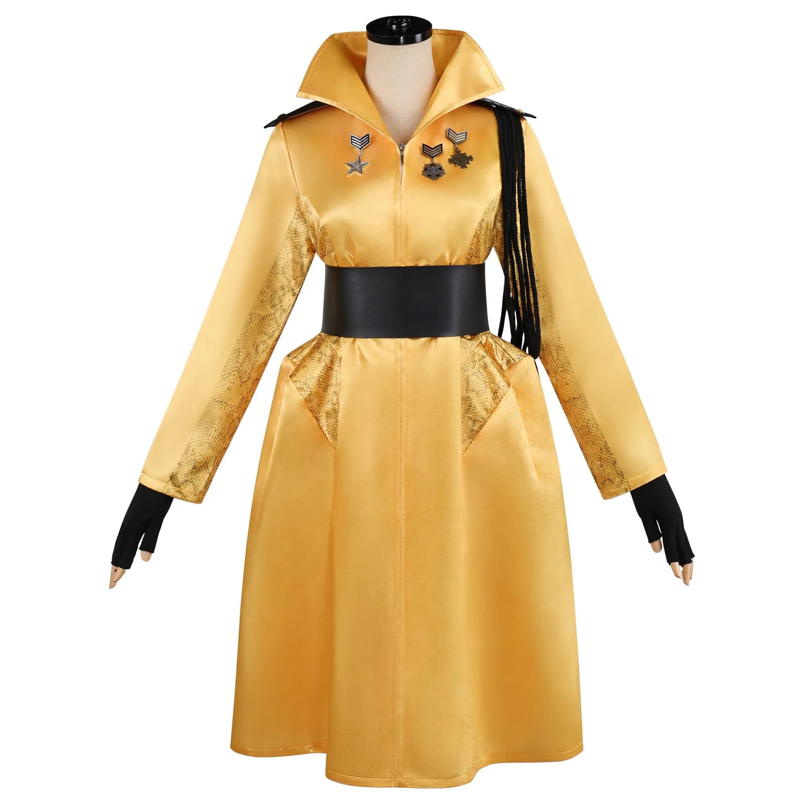 Costume da Cosplay Giallo con Cintura, Abito Ispirato al Film Hunger, Travestimento Fantasia, Giacca da Gioco, Outfit per Donne, Costume di Halloween e Carnevale