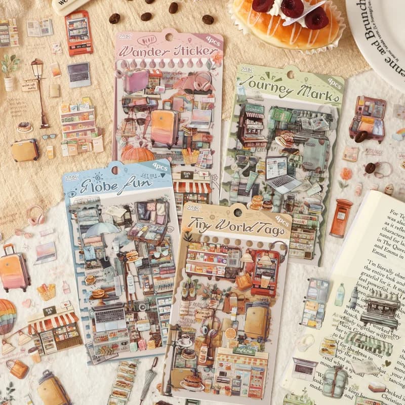 4pcs/pack Vintage Daily Item Label Stickers, Elegant Decals for Journal Embellishments, Scrapbook & Gift Tag