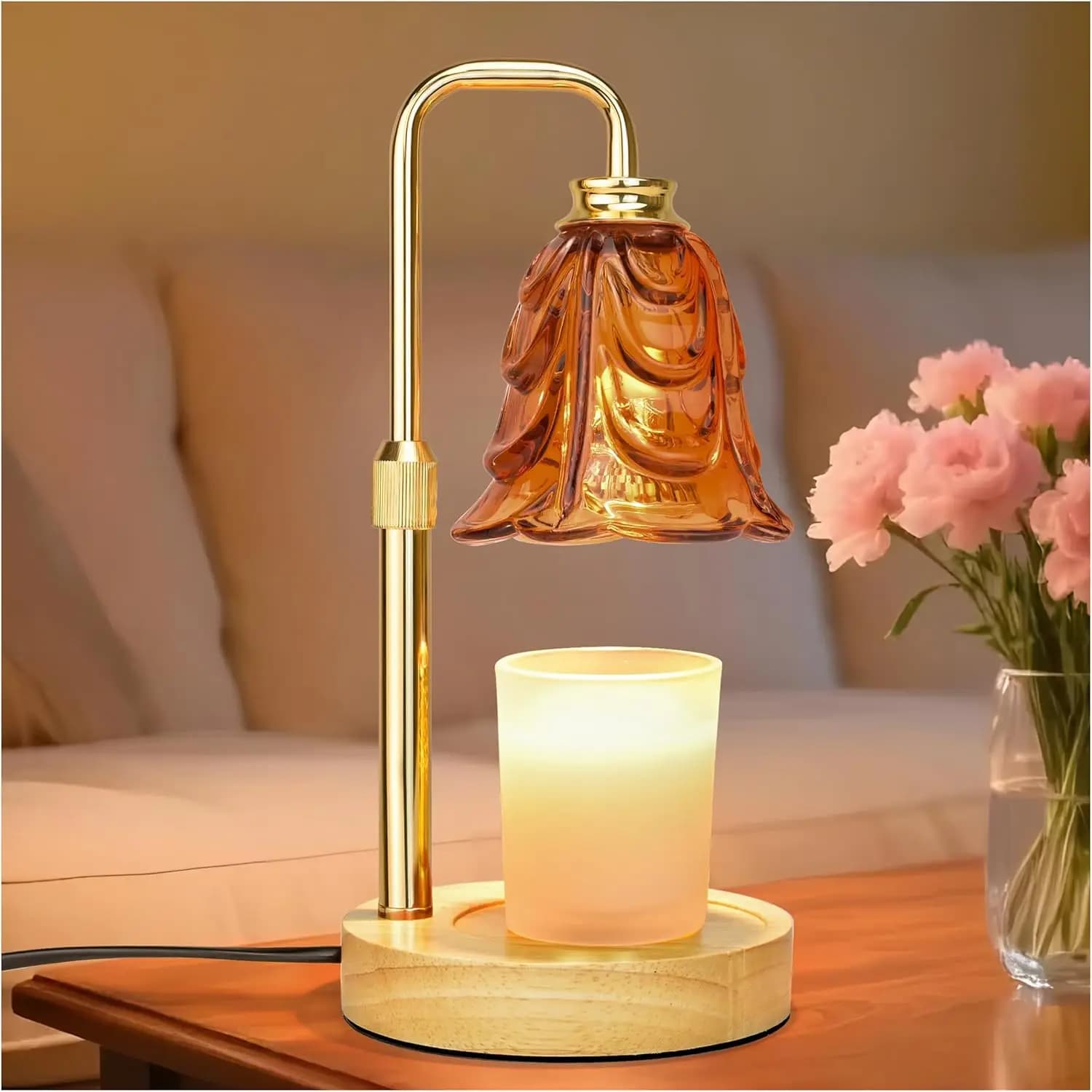 Candle Warmer Lamp with Timer Dimmer, Adjustable Height Tulip Wax Warmer, Gift for Mom Women, House Warming Decor