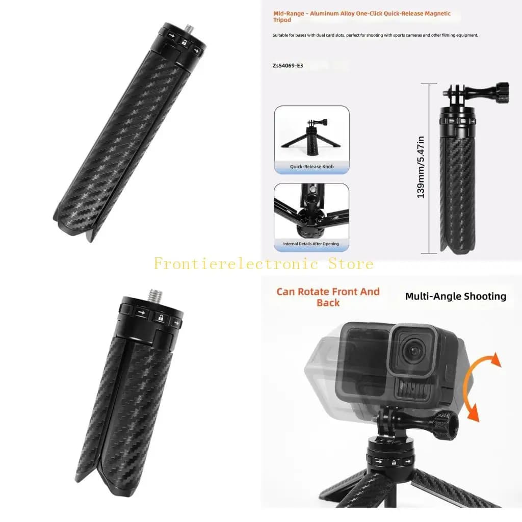 G8DB Lightweight Carbon Texture Handle Aluminum Tripod Stand For Stable Recording
