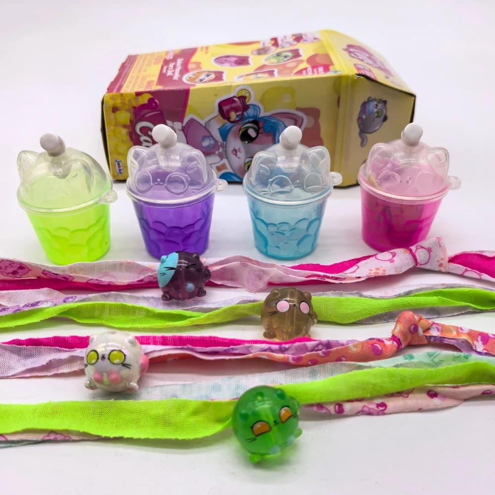 Gattino Catfe Boba Meowble Bracciale fai da te Scatola cieca Bubble Tea Series 2 Bracciale Palla di filato Kit artigianale Scatola misteriosa per regalo per bambini