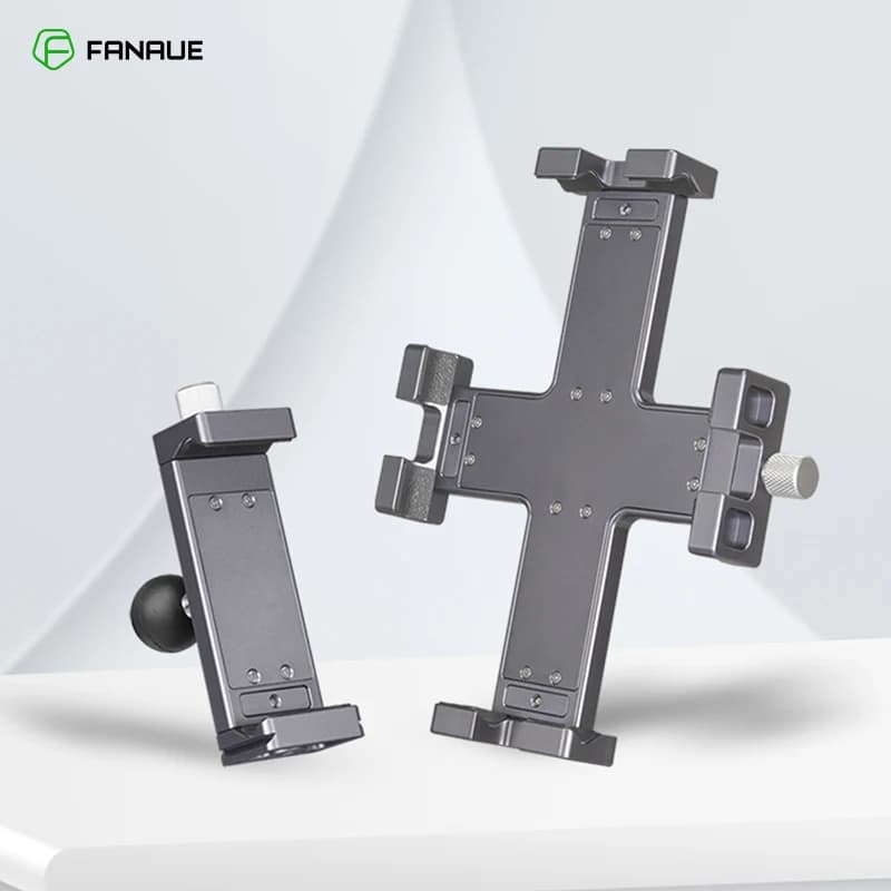 FANAUE Supporto per tablet in alluminio Morsetto per treppiede Supporto regolabile per supporto per treppiede con clip universale da 5,5-9" per tablet 8,0-12,9"