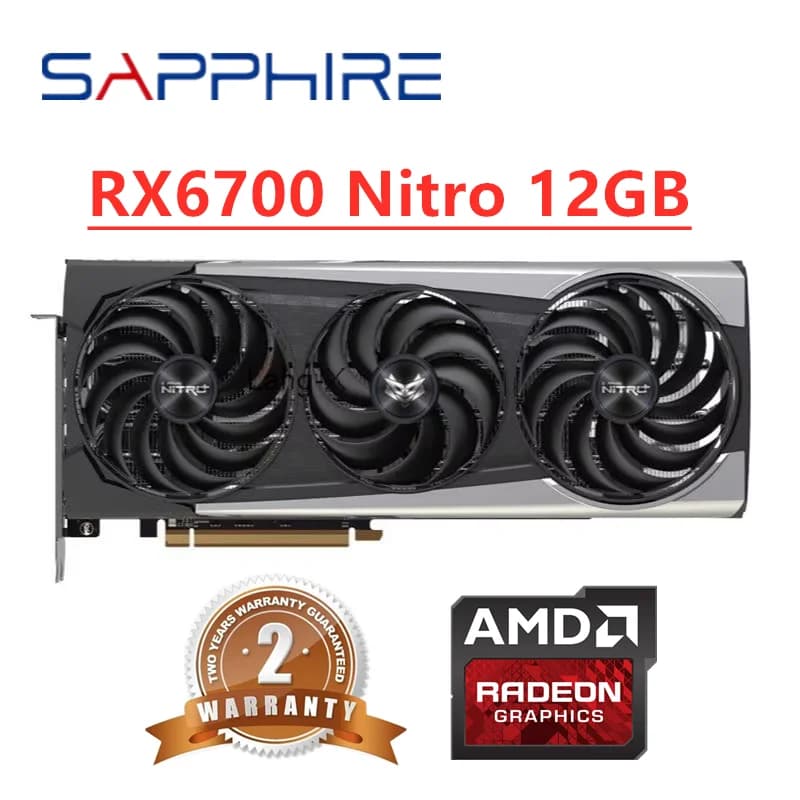 GPU Sapphire RX 6700 XT 6700XT RX6700 Nitro Scheda video da 12 GB AMD Radeon RX6700XT Schede grafiche Desktop PC Computer da ufficio Gioco