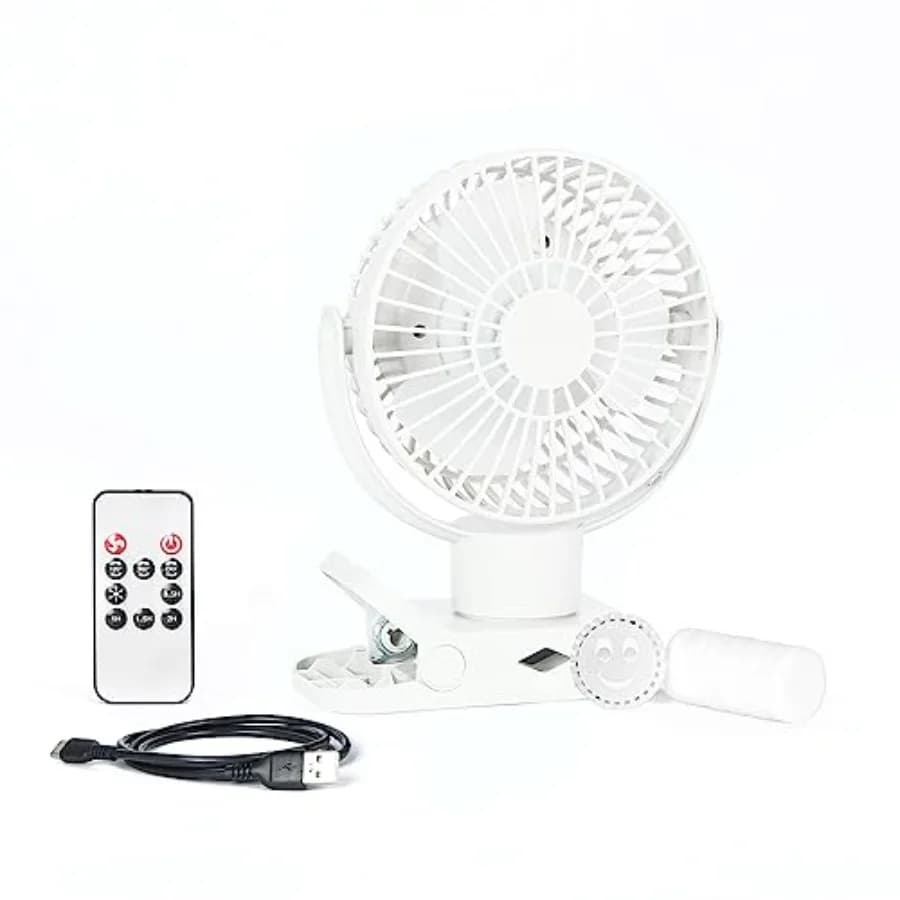 Limitless Breezie Portable Fan with LED Light 8, 000mAh Power Bank White