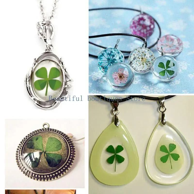 U4LF 10 pezzi/set foglie trifoglio essiccato decorazioni in resina UV art riempitivi per stampi epossidici per fai da te