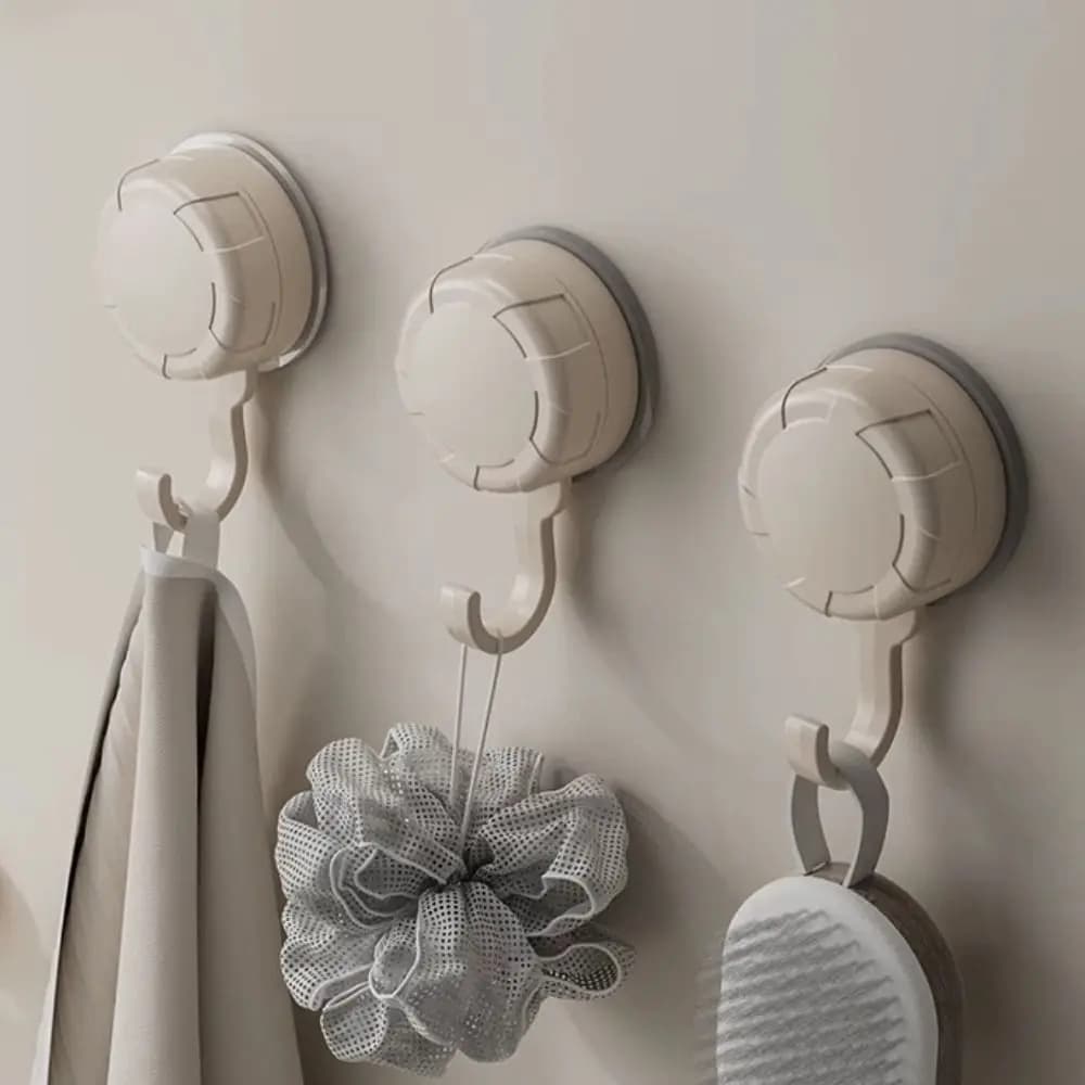 3Pcs Waterproof Suction Cup Hooks Reusable Punch-free Nail-free Vacuum Hooks Strong Load-bearing Multifunctional Wall Hooks