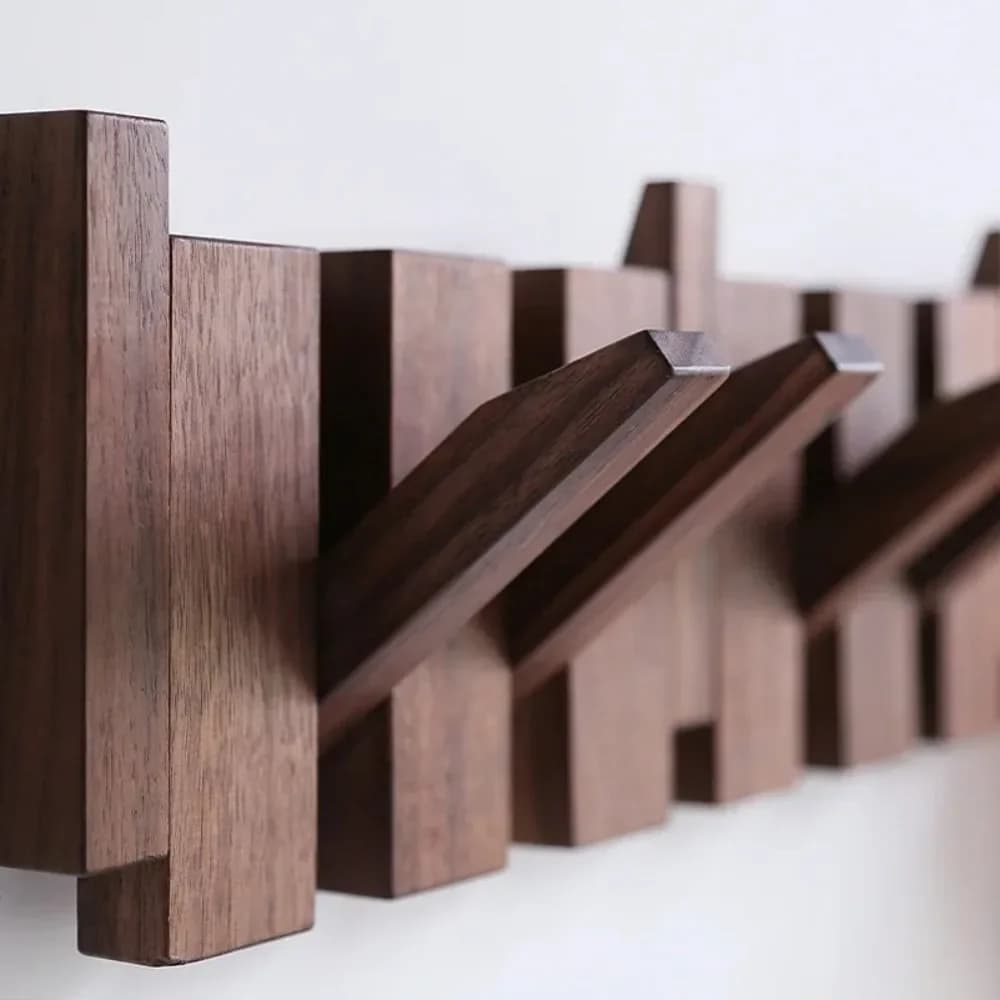 New wall mounted wooden hangers with 8 hooks Artistic entrance door Hook for Hanging Piano Hook for Key Shaped Clothes Decoration for Home