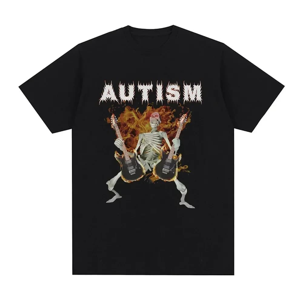 Autismo Scheletro Meme T Shirt Umorismo Divertente Teschio Uomo Donna Moda Hip Hop T-shirt Casual Cotone Manica corta T-shirt oversize