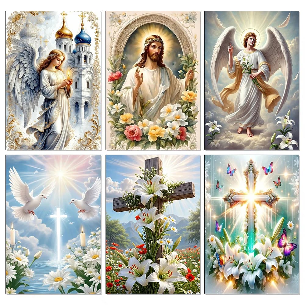 5D DIY Religious Figure Diamond Painting Kit Jesus Full Square/Round Mosaic Cross Stitch Art Suitable for Adult Beginners