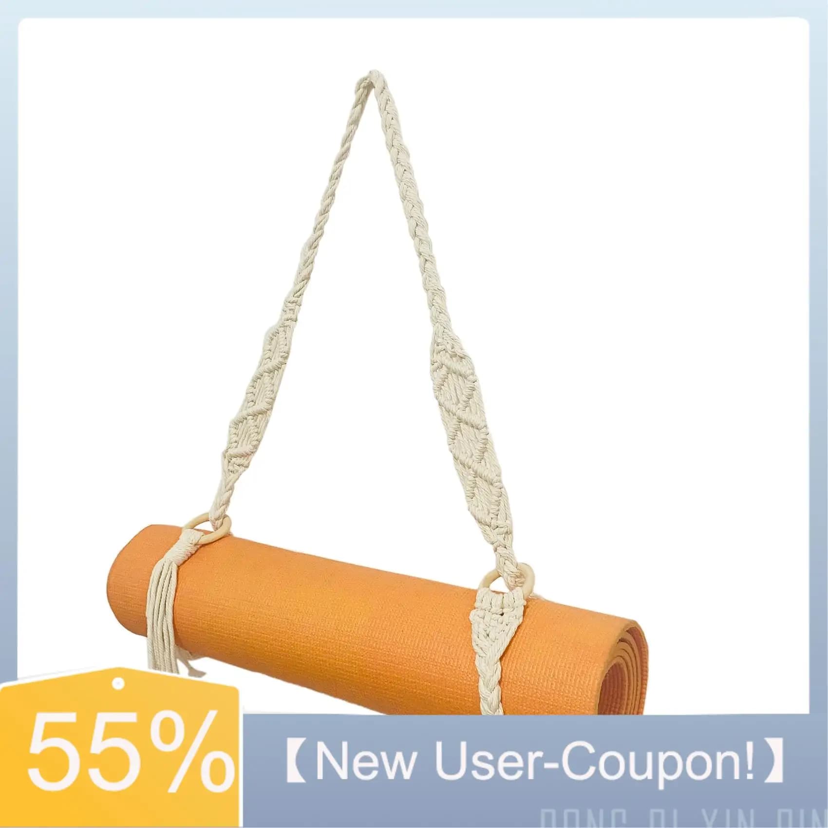 【New User-Coupon!】Yoga Mat Carry Strap Handmade Boho Crochet Macrame Adjustable Shoulder Strap For Yoga Mat Pilates Exercise Fit