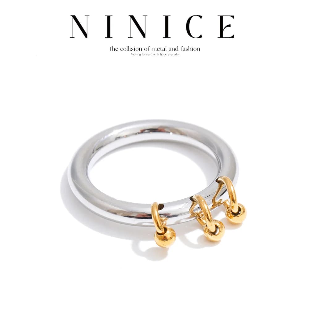 NiNice Stainless Steel Round Ring for Women Tarnish Resistant Metal Minimalist Unique Design Finger Jewelry