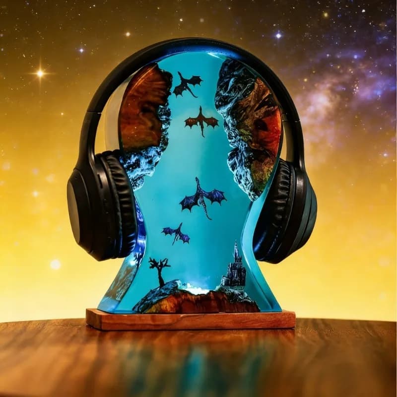 Supporto per Cuffie Feilong, Decorazione Personalizzata in Resina Trasparente, Stand per Cuffie da Gaming RGB, Decorazione da Scrivania, Supporto per Casque, Regalo