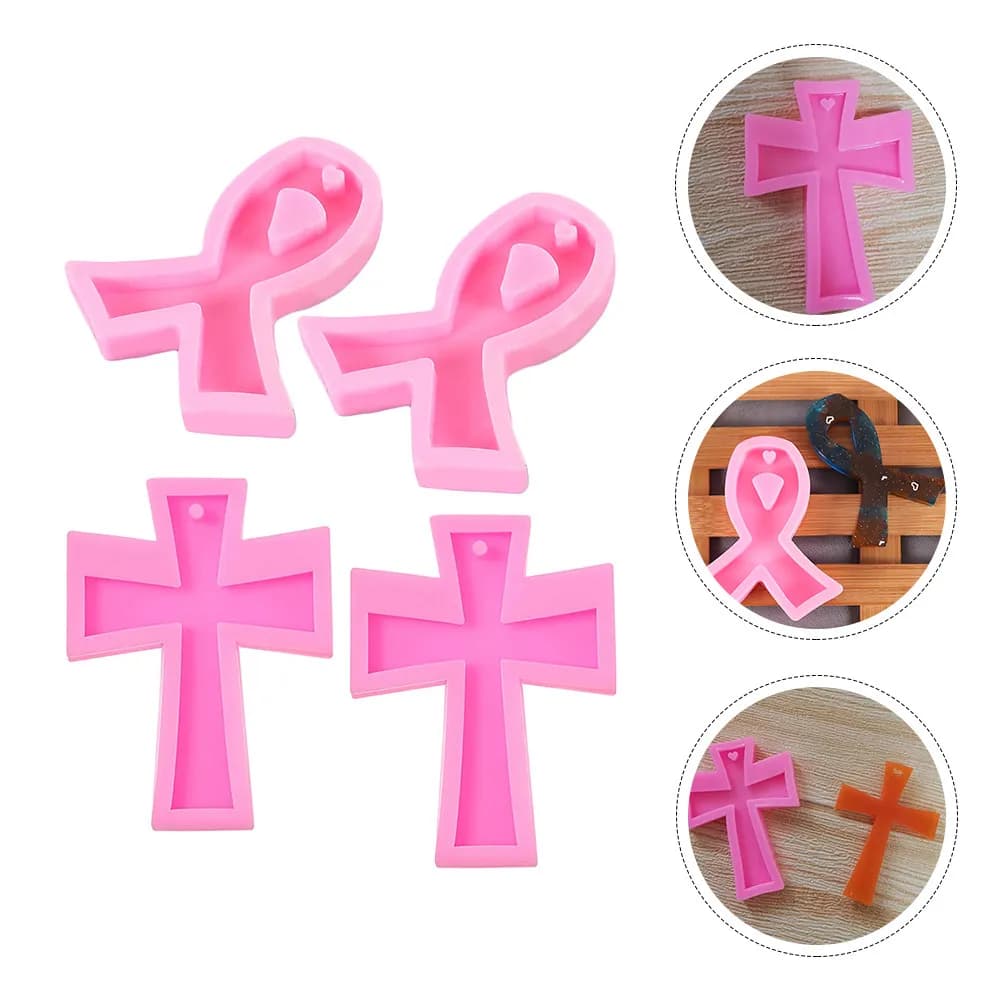 Set di 4 Stampi in Silicone a Forma di Croce per Resina Epossidica, Cioccolato, Cubetti di Ghiaccio, Budino e Sapone Fatto a Mano