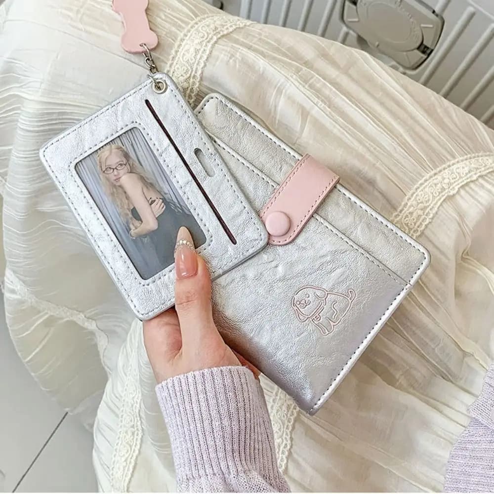 Porta Carte in PU, Borsa per Passaporto con Simpatico Cucciolo, Portafoglio da Viaggio Multifunzionale, Porta Biglietti, Borsa Porta Carte per Donne