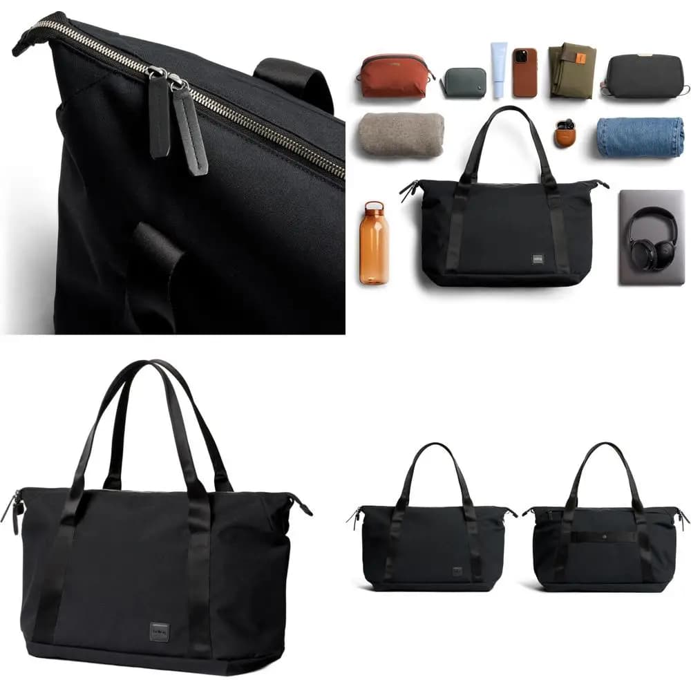 Borsa tote da weekend con organizer interno e tasca per laptop da 15 pollici - Nera