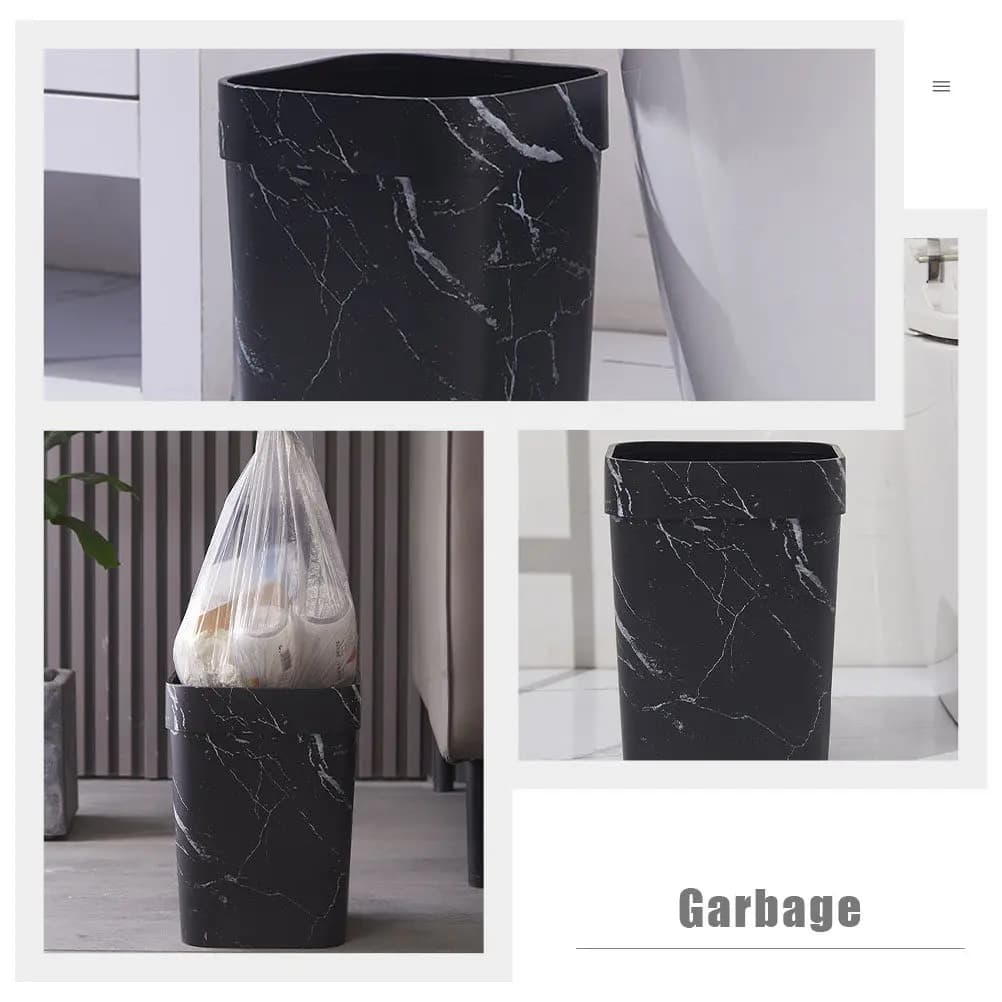 Cestino per rifiuti in plastica quadrato da 10 litri, contenitore per rifiuti per bagno, casa, ufficio, cucina, camera da letto, cestino per la raccolta dei rifiuti