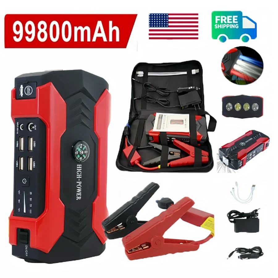 Avviatore di emergenza per auto 12V, torcia a LED Batteria portatile Jump Box Jumper Auto Batteria Booster Potenza per automobilistici, motocicli, Tru