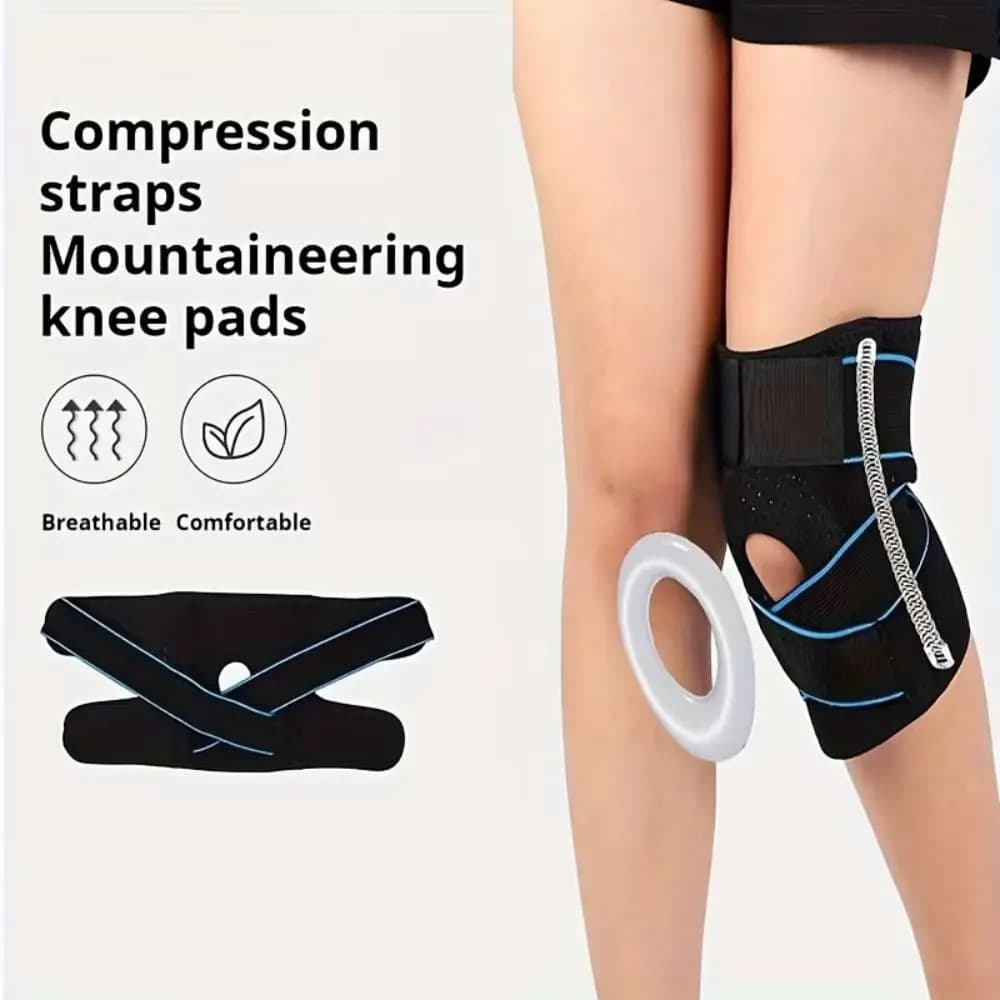 Ginocchiera a compressione con cinturino regolabile Stabilizzatori laterali Protezione Supporto per strappo del menisco Supporto per articolazione elastica pressurizzata