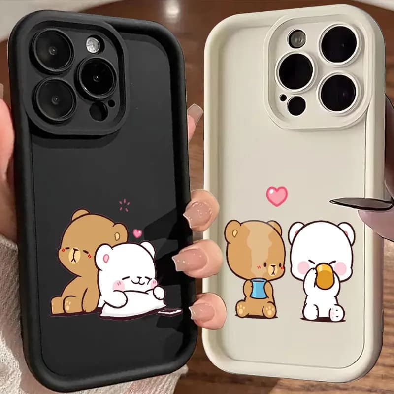 Custodia per telefono Love Heart Cute Little Bear per iPhone 17 16 15 14 13 12 11 Pro Max Plus Custodia morbida in silicone antiurto Funda