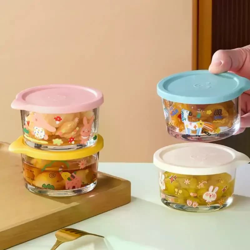 Contenitore Rotondo in Vetro per Alimenti, Barattolo Sigillato per Sottaceti, Vaso per Conservazione Frutta e Verdura in Frigorifero