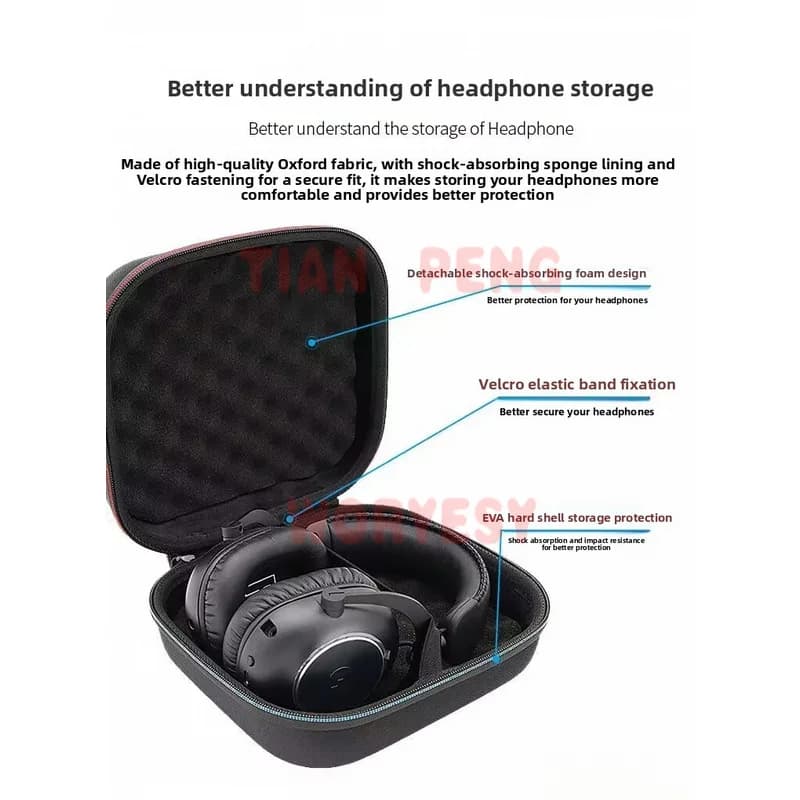 WYORESY custom tailored storage case for Logitech GPRO X2 fits gaming headset original size and radian outline