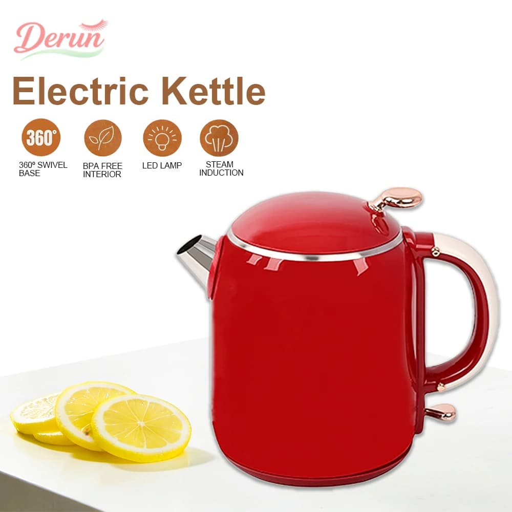1.0 litre vintage electric kettle, seamless electric kettle, 304 stainless steel hot kettle for cooking domestic hot water
