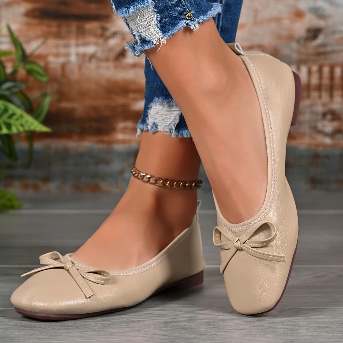 Nuove Ballerine Primavera 2026 con Fiocco, Suola Morbida, Punta Quadrata Piccola, Comode Scarpe a Mezzacalza, Versatili per il Pendolarismo