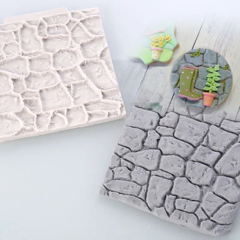 Roccia Muro di mattoni Texture Torta fondente Stampi in silicone Grano di legno Corteccia di albero Stampa in silicone Tappetino Decorazione torta Strumento di cottura