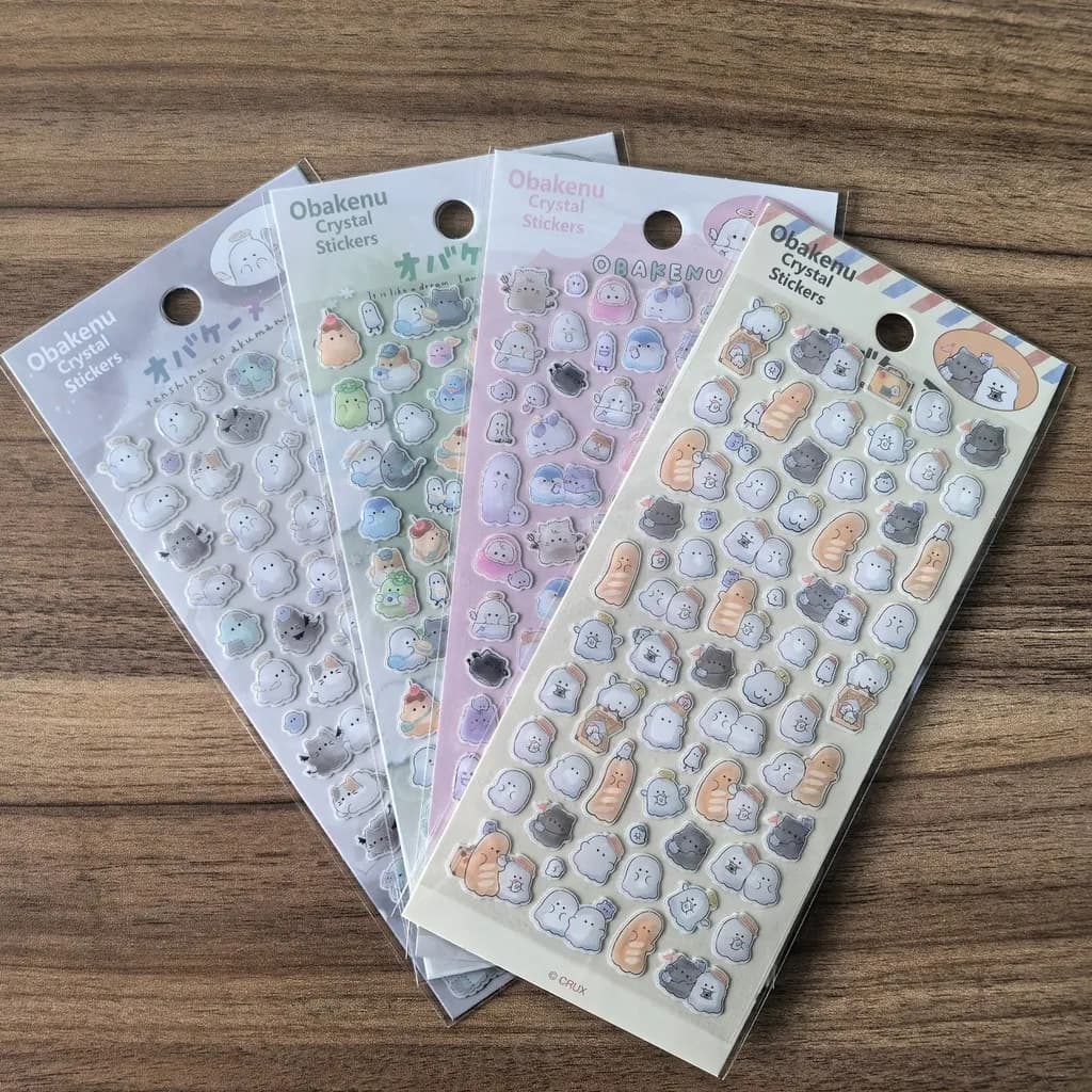 4Pcs Crystal Epoxy Resin Cute Ghost Stickers Cartoon Decor for Diaries Hand Accounts Water Bottles Laptops AnimeWorlds Store