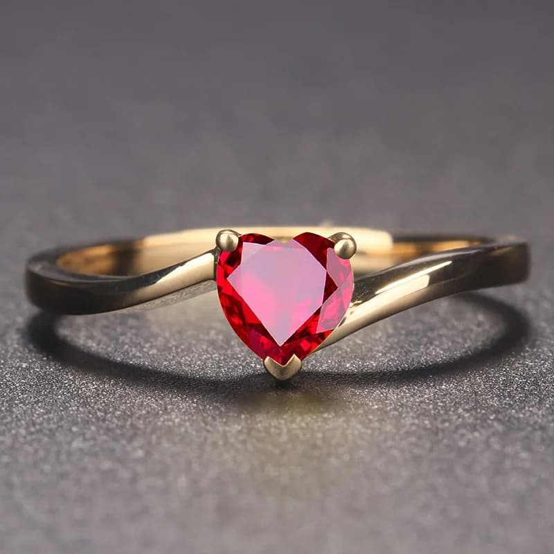 Hot Sale Simple Eight Hearts and Eight Arrows Red Sapphire Heart Ring Women's 925 Silver Jewelry