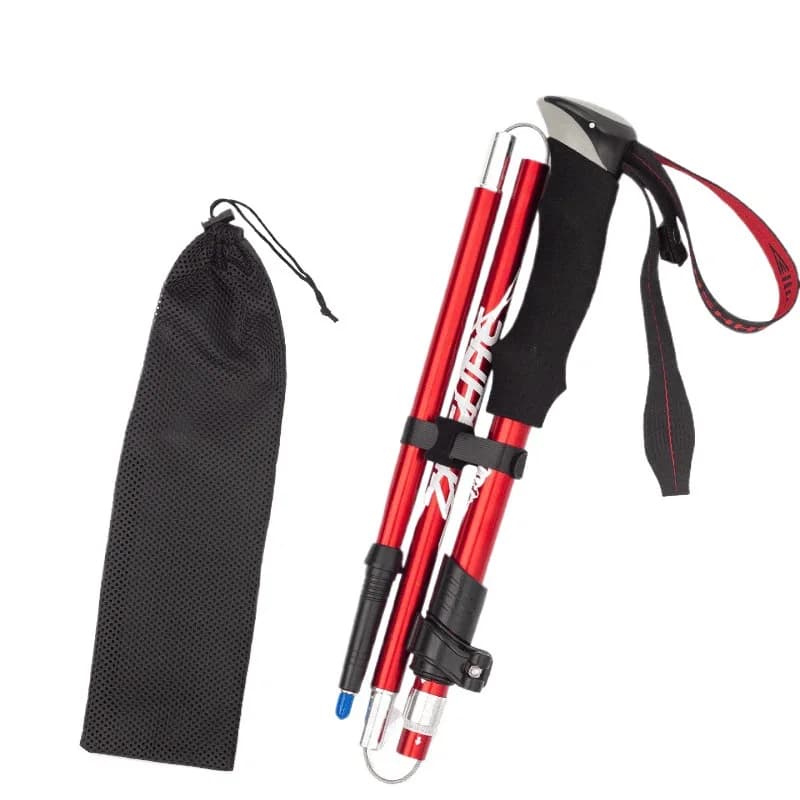 Aluminum alloy trekking five section trekking folding poles professional outdoor equipment portable non-slip tele