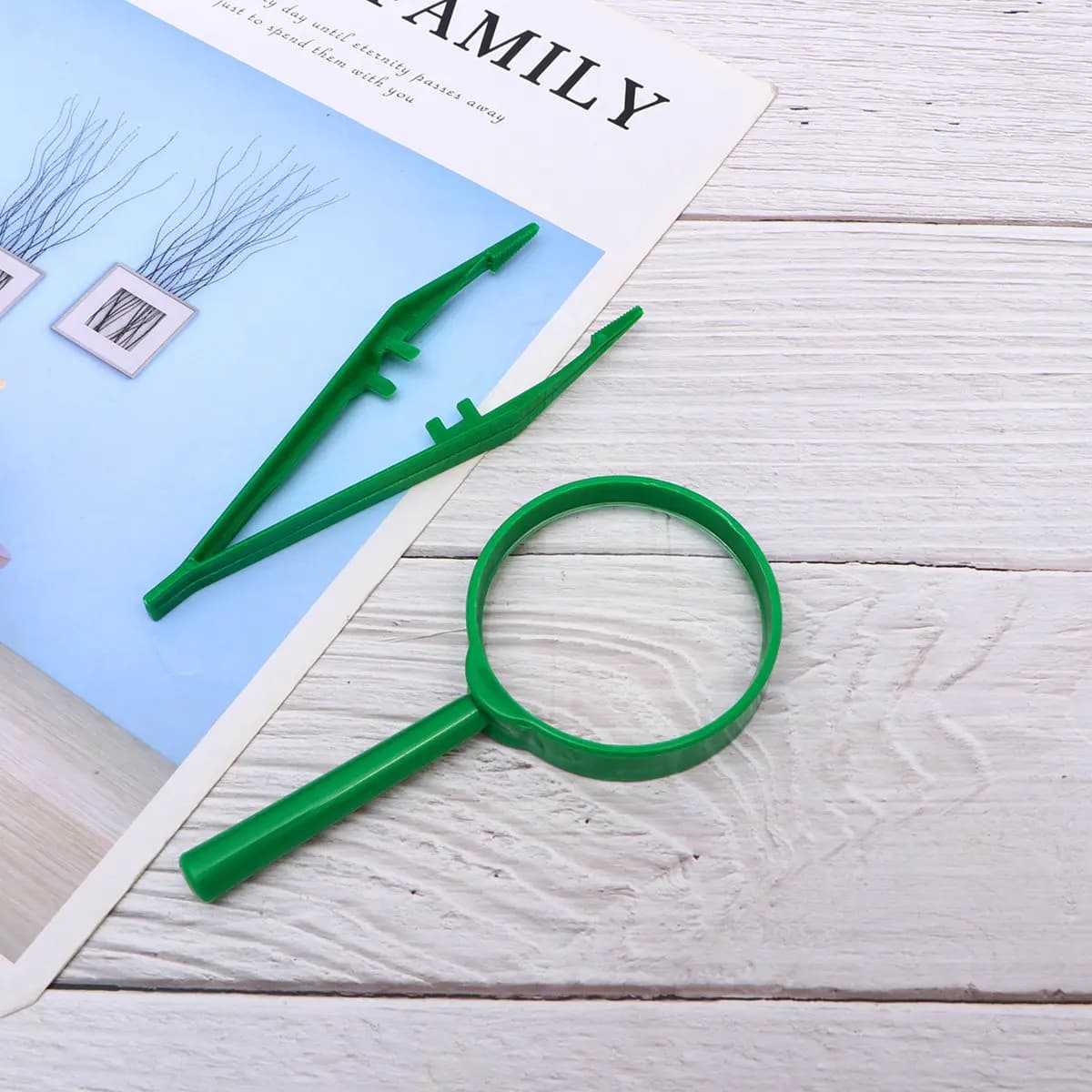 Set di 3 Kit Educativi per Bambini con Lente d'Ingrandimento e Pinzette per l'Osservazione della Natura, Divertimento e Apprendimento Scientifico all'Aperto