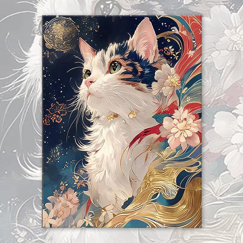 5D DIY Diamond Painting Kit Cute Cat Artwork Collection Full Drill Rhinestone Mosaic Wall Decor Craft Kit Home Decor Gift