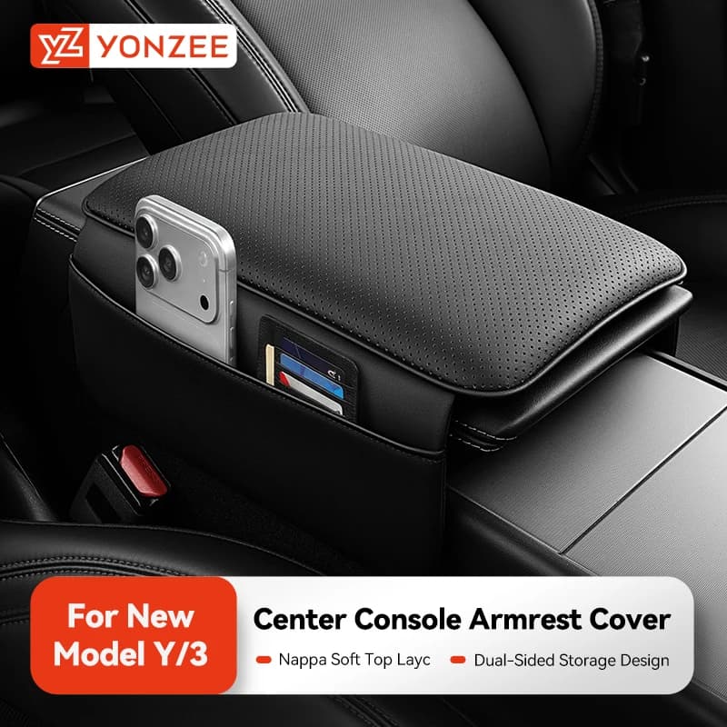 YZ per Tesla Model Y 3 Juniper Highland 2021-2026, Copertura Console Centrale in Nappa, Protezione Bracciolo, Tasca Portaoggetti, Accessori