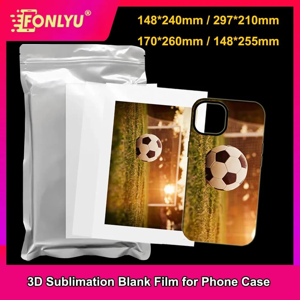 FONLYU 50 Pezzi Carta per Sublimazione 3D per Stampa a Caldo su Cover Vuote per iPhone 17 15 13 Pro Max Fai da Te