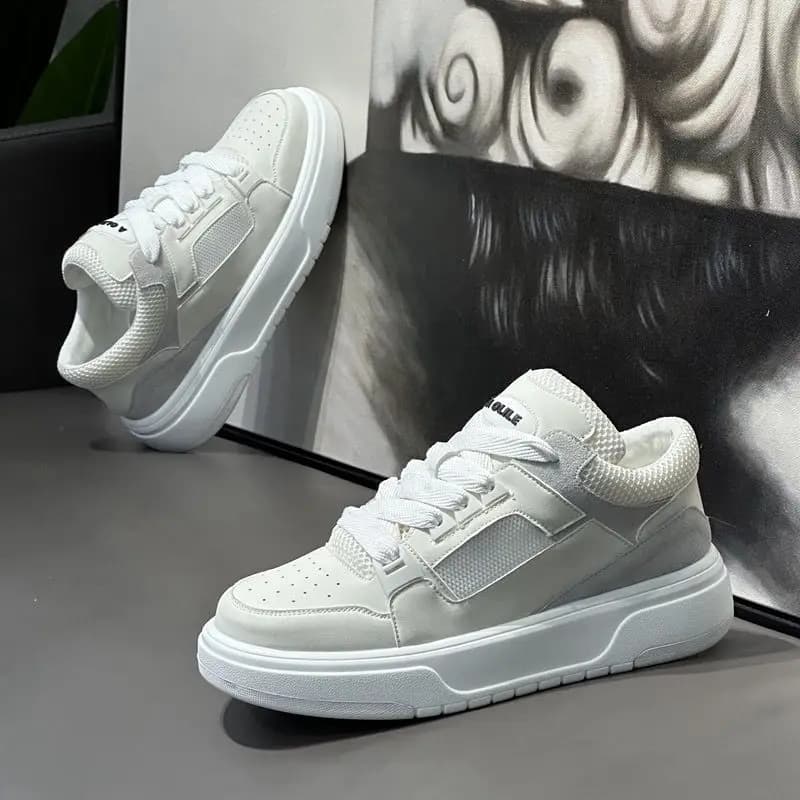 Scarpe Trendy Off-White da Uomo, Comode Sneakers con Suola Morbida e Piattaforma, Scarpe Casual da Corsa Bianche, Sneakers da Uomo con Rialzo