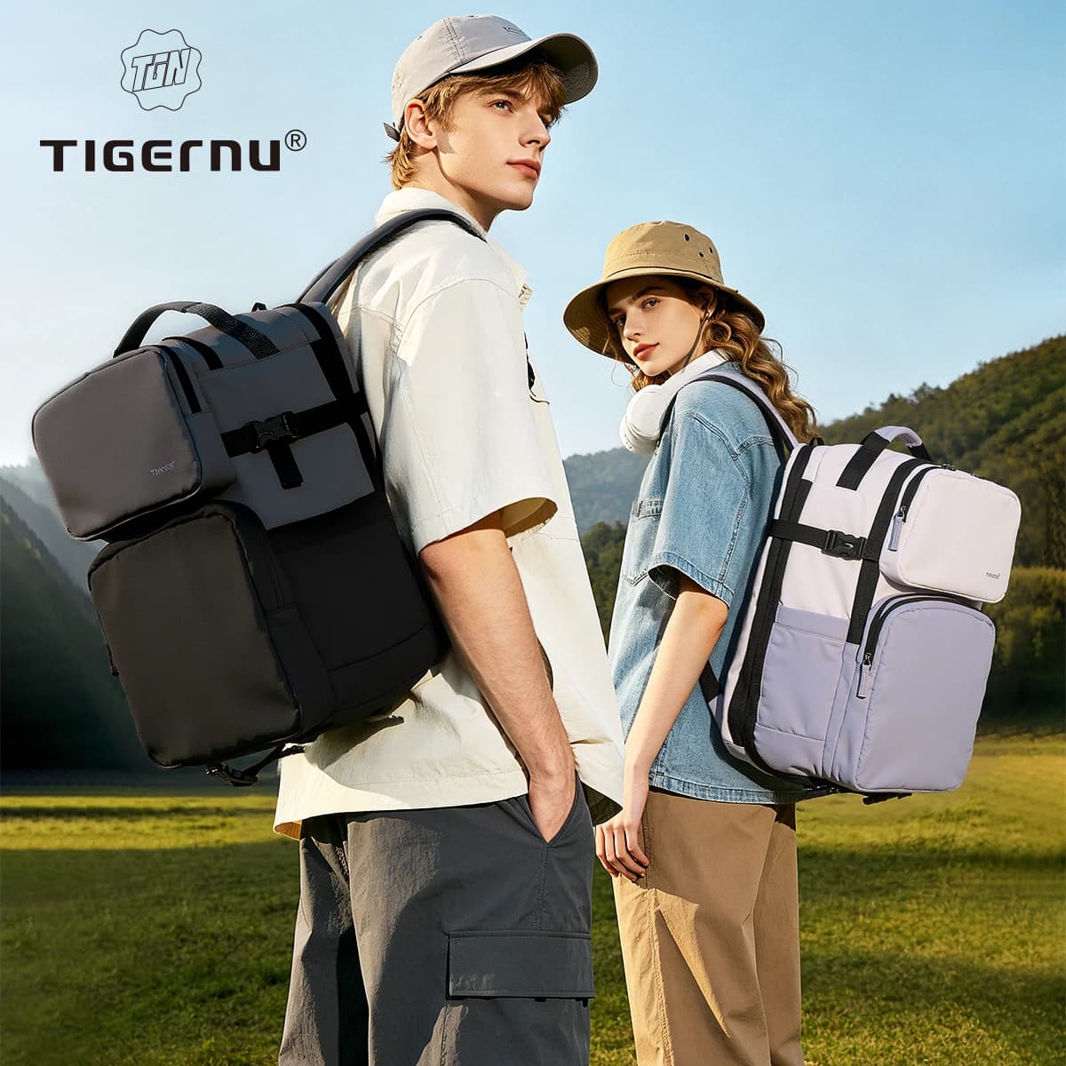 Tigernu Expandable Backpack Unisex Carry-On For Travel With Shoe Compartment Hiking For 17inch Laptop Storage Pack Luggage USB