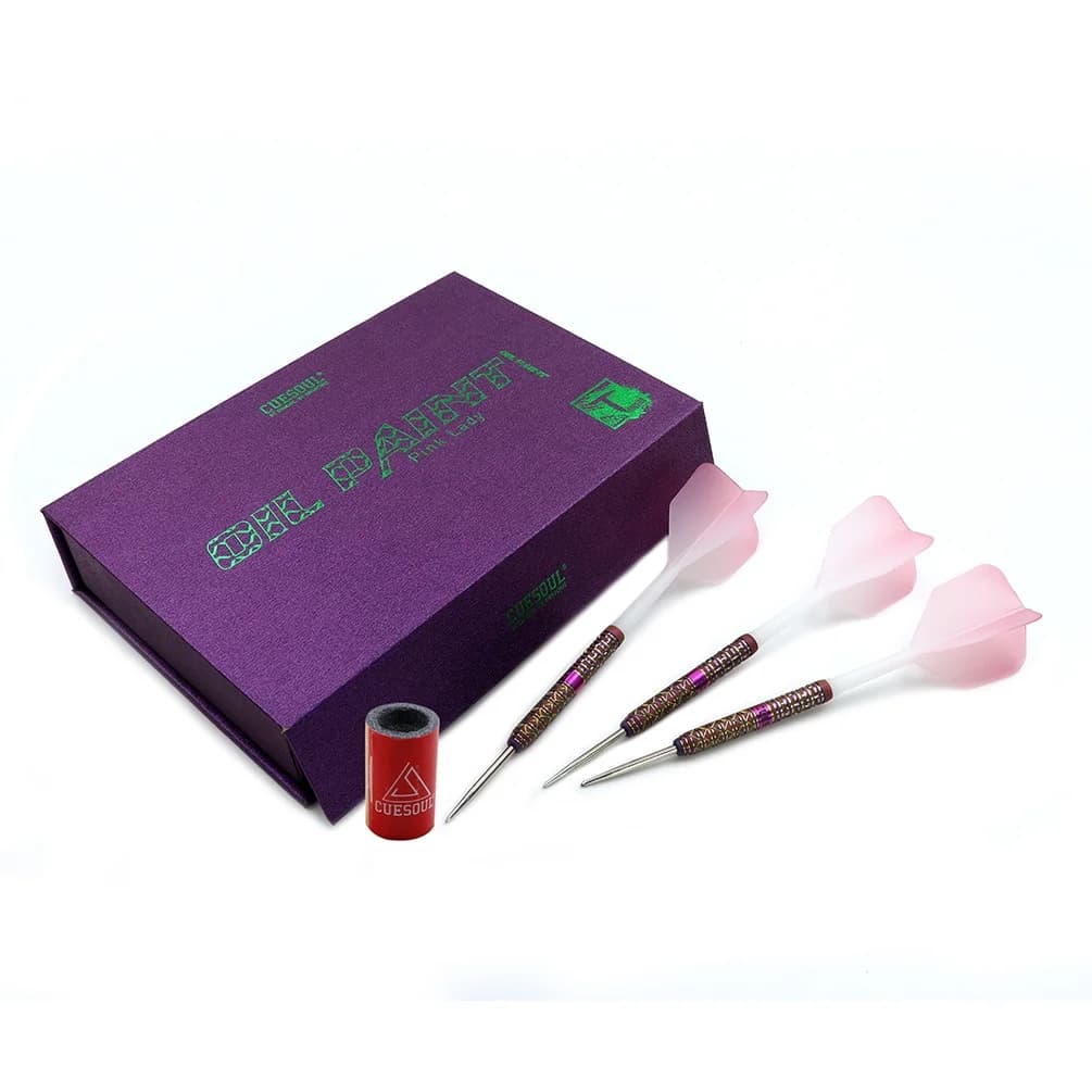 CUESOUL Pink Lady Cocktail con pittura ad olio rifinita - 21 g di freccette con punta in acciaio, set di freccette al 90% di tungsteno