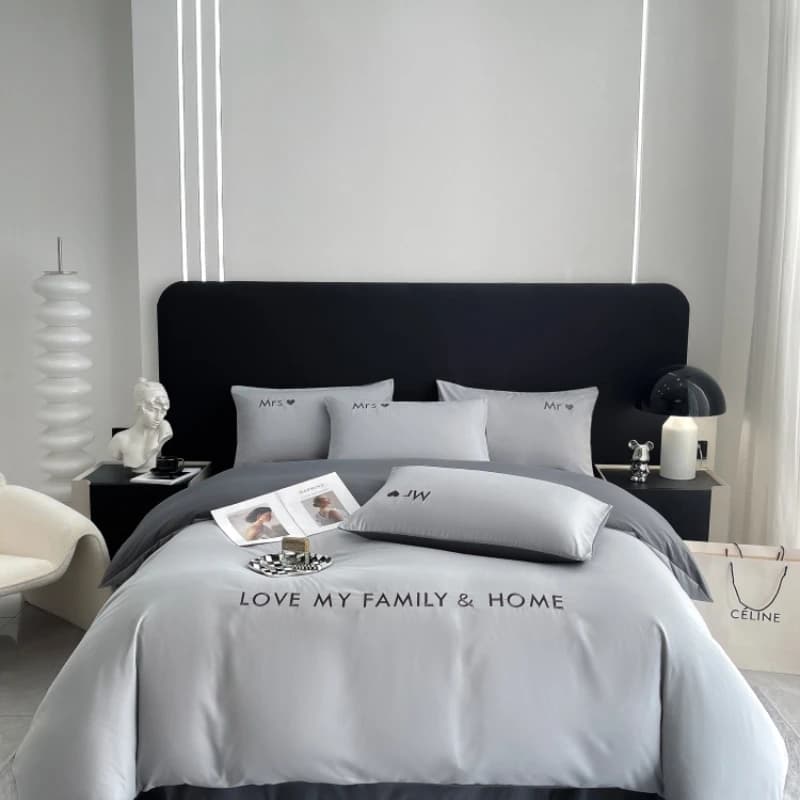 Set di Biancheria da Letto di Lusso in Cotone Egiziano Stile Nordico, Misure King Queen Double Twin, con Lenzuolo, Copripiumino e Federe per 1/2 Persone