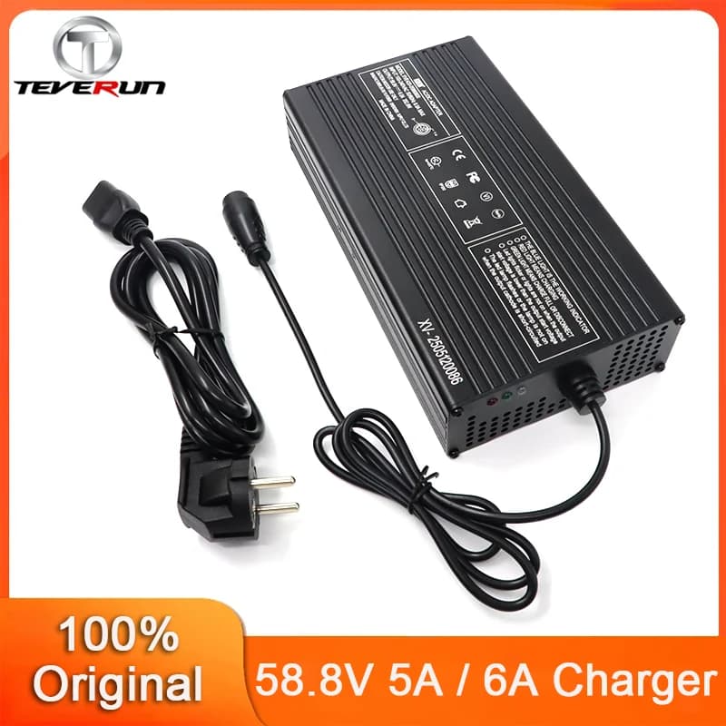 Caricatore rapido originale 58.8V 5A/6A per scooter elettrico Teverun Fighter Mini 52V Caricatore certificato rapido a 3 pin Parte ufficiale