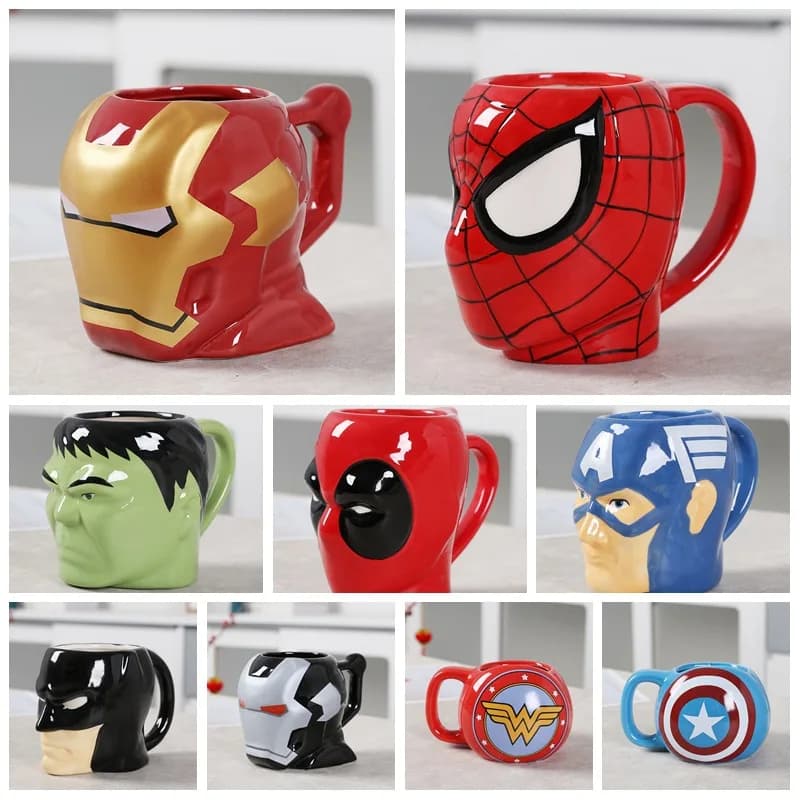 Tazza in ceramica 3D Marvel Avengers con personaggi Iron Man, Spider-Man, Hulk, Capitan America, tazza da caffè e tè per fan dei fumetti e dei film