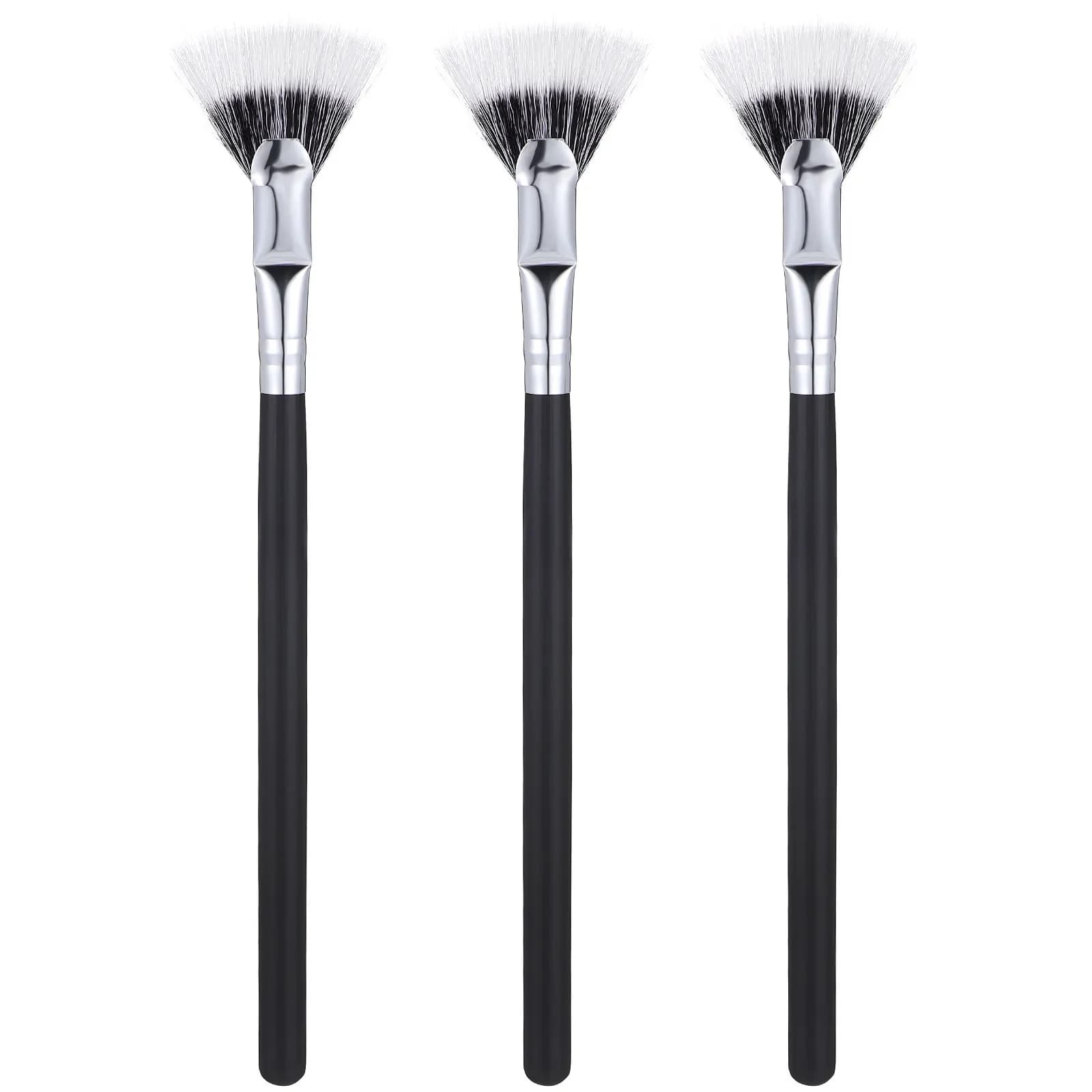 Set di 3 Pennelli per Ciglia in Fibra Sintetica Delicata a Forma di Ventaglio per Manutenzione Extension Ciglia, Applicatore per Mascara